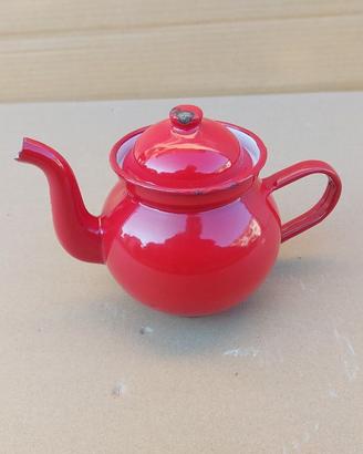 Teiera Vintage / Retrò in Smalto Rosso Brillante