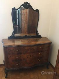 comò con specchio vintage impiallacciato