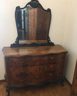 comò con specchio vintage impiallacciato