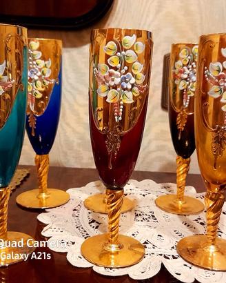 Bicchieri 6 di Vetro do Murano con Oro Integro.