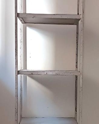 libreria scaffale shabby  in ferro bianco avorio