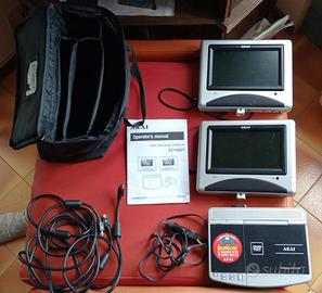 Lettore DVD Akai,2schermi x auto+ borsa da viaggio