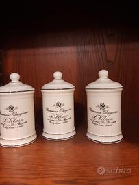 Set 3 barattoli / Contenitori farmacia vintage in