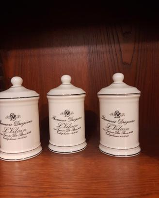 Set 3 barattoli / Contenitori farmacia vintage in