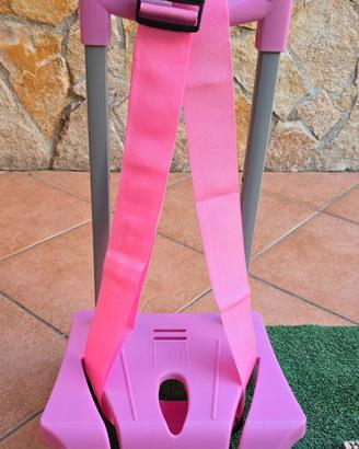 Carrello porta zaino rosa completo di cinghie per