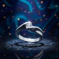 anello solitario oro bianco 18 kt diamante