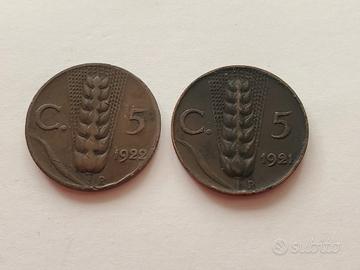  5 CENTESIMI 1921 E 1922 VITTORIO EMANUELE III 
