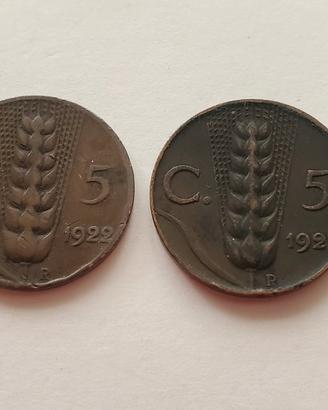  5 CENTESIMI 1921 E 1922 VITTORIO EMANUELE III 
