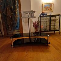 Mobile porta TV in cristallo e alluminio