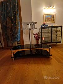 Mobile porta TV in cristallo e alluminio