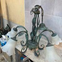 Lampadario ferro battuto