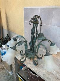 Lampadario ferro battuto