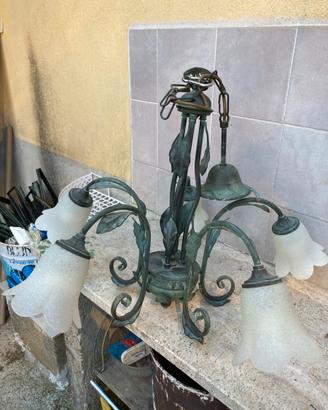 Lampadario ferro battuto