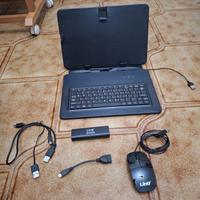 Porta tablet con con tastiera,porta usb,mouse