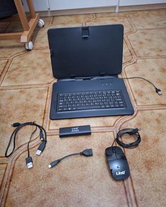 Porta tablet con con tastiera,porta usb,mouse