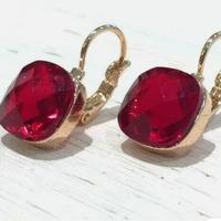 Orecchini eleganti placcati oro con cristallo ross