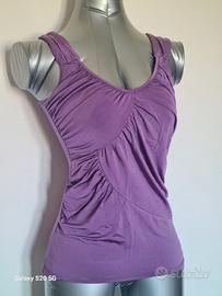 Canottiera viola tessuto increspato 