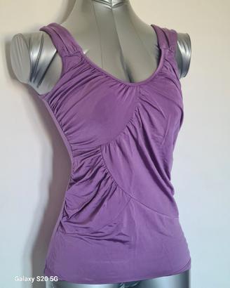Canottiera viola tessuto increspato 