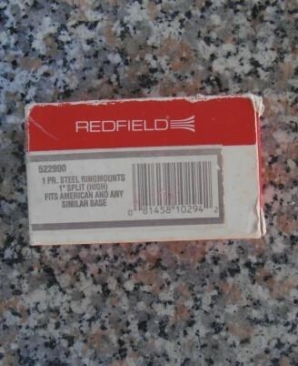 Redfield 1 pr. split steel hight scope ring 1"