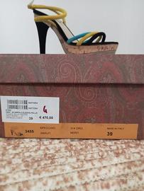 sandalo etro 3455 pelle specchio celeste giallo