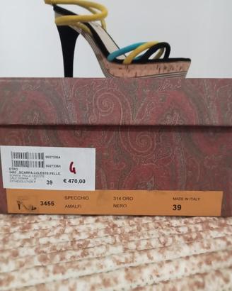 sandalo etro 3455 pelle specchio celeste giallo