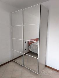 Armadio a Specchio con anta scorrevole, bianco