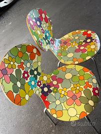 Coppia sedie in legno stampa fantasia