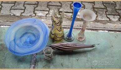 6 pezzi di oggetti in vetro