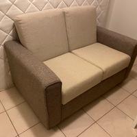 Divano 2 posti in tessuto - beige e marrone