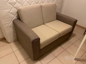 Divano 2 posti in tessuto - beige e marrone