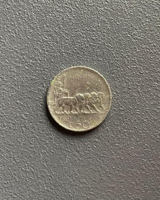 Moneta 50 centesimi anno 1920