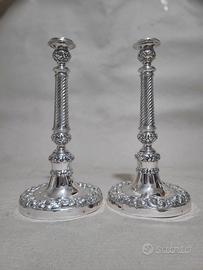 COPPIA CANDELIERI ARGENTO - NAPOLI epoca 1800