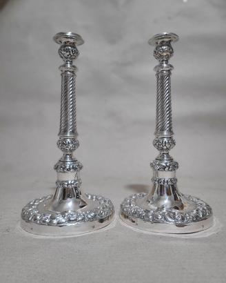 COPPIA CANDELIERI ARGENTO - NAPOLI epoca 1800