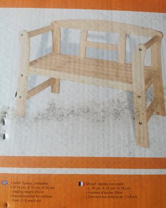 panchina in legno naturale per bimbi  giardino 