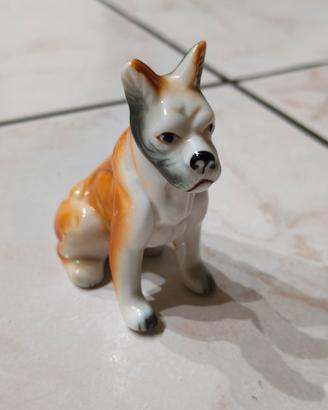 Statuina Cane Boxer vintage in porcellana Taiwan