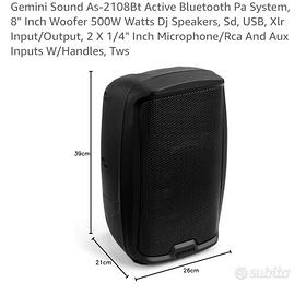COPPIA DI CASSE AUDIO GEMINI  AS2108 BT
