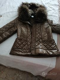 Giubbino verde oliva von collo pelliccia vera