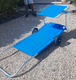 Coppia Sdraio Lettino Mare con Ruote