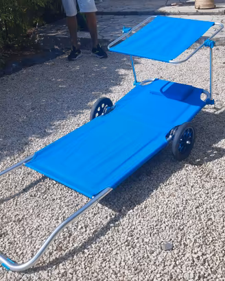 Coppia Sdraio Lettino Mare con Ruote