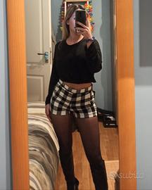 Shorts Sophie Charlotte a quadretti bianco e nero