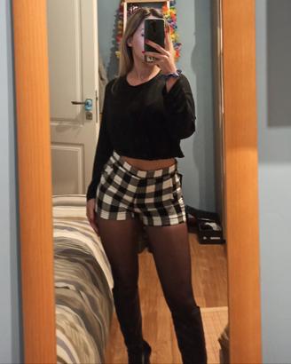 Shorts Sophie Charlotte a quadretti bianco e nero