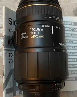 Sigma 70-300 app macro AF. obiettivo