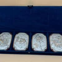 Set 4 Quadri Argento 850 Antichi Mestieri Firmati