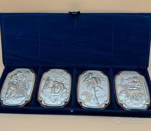Set 4 Quadri Argento 850 Antichi Mestieri Firmati