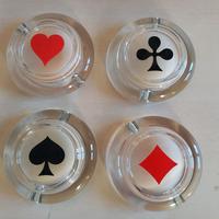 4 Posaceneri Poker Carte Cuori Quadri Picche Fiori