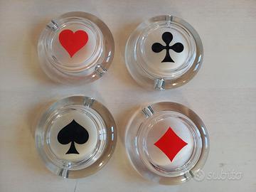 4 Posaceneri Poker Carte Cuori Quadri Picche Fiori