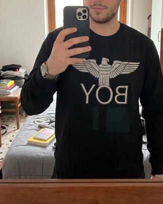 Felpa boy london uomo nera logo in 3D