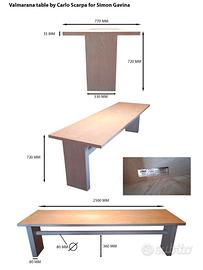 Tavolo 'Valmarana' Carlo Scarpa per Simon Gavina