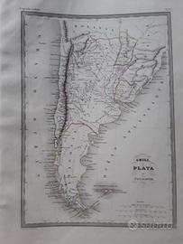 Carta geografica originale dell'Ottocento 