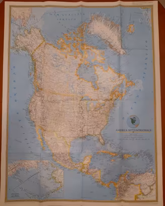 Mappa politica del Nord America. 100 cm x 77  cm.